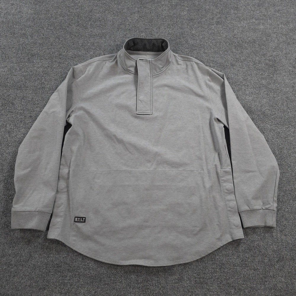 BYLT Jacket Mens 2XL Gray Elite Fairway Pullover Snap Mock Neck Performance Golf